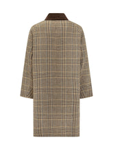 Amaranto Checked Coat with Velvet Collar - Amaranto | Lidia Shopping
