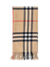 Burberry Beige Checked Wool Scarf with Fringes - Burberry | Lidia Shopping
