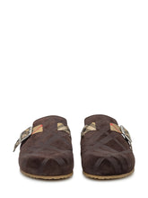 Burberry Suede Clogs with Check Buckle - Burberry | Lidia Shopping