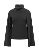 Alberta Ferretti Black High Neck Blouse with Wide Sleeves - Alberta Ferretti | Lidia Shopping