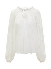 Alberta Ferretti White Chiffon Blouse with Flower - Alberta Ferretti | Lidia Shopping