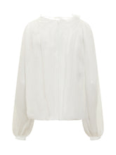 Alberta Ferretti White Chiffon Blouse with Flower - Alberta Ferretti | Lidia Shopping