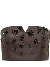 Alberta Ferretti Top Bustier Marrone con Ricami Gioiello - Abbigliamento Donna | Lidia Shopping
