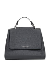 Orciani Black Leather Bag with Flap and Top Handle - Collezione Happy Birthday | Lidia Shopping