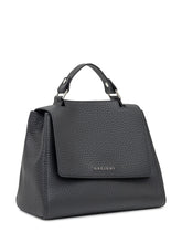 Orciani Black Leather Bag with Flap and Top Handle - Collezione Happy Birthday | Lidia Shopping