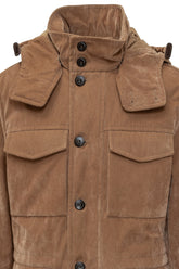 Giaccone Peuterey in Velluto Beige con Cappuccio - Abbigliamento Uomo | Lidia Shopping
