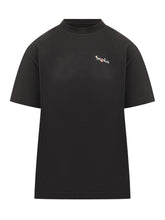 Off-White T-Shirt Nera con Mini Logo Floreale Ricamato - Abbigliamento Donna | Lidia Shopping