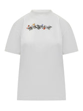 Off-White T-Shirt Bianca con Logo Floreale Ricamato - Abbigliamento Donna | Lidia Shopping