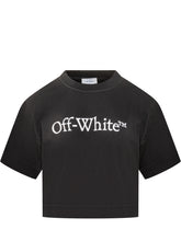 Off-White Black Crop T-Shirt with White Logo - Collezione Happy Birthday | Lidia Shopping