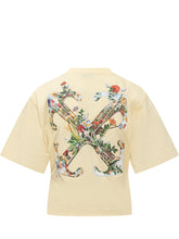 Off-White Floral Print Crop T-shirt - Collezione Happy Birthday | Lidia Shopping