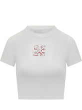 Off-White White Cropped T-Shirt with Arrows Logo - Collezione Happy Birthday | Lidia Shopping