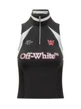 Off-White Top Nero con Zip e Logo a Contrasto - Abbigliamento Donna | Lidia Shopping