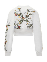 Off-White White Cropped Sweatshirt with Floral Details - Collezione Happy Birthday | Lidia Shopping