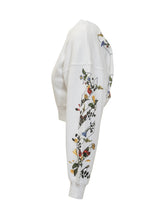 Off-White White Cropped Sweatshirt with Floral Details - Collezione Happy Birthday | Lidia Shopping
