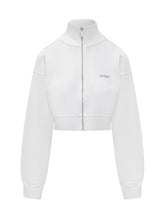 Off-White White Cropped Zip Sweatshirt with Arrow Print - Collezione Happy Birthday | Lidia Shopping