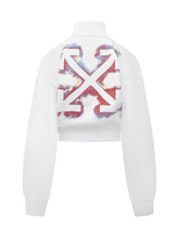 Off-White White Cropped Zip Sweatshirt with Arrow Print - Collezione Happy Birthday | Lidia Shopping