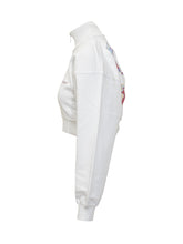 Off-White White Cropped Zip Sweatshirt with Arrow Print - Collezione Happy Birthday | Lidia Shopping
