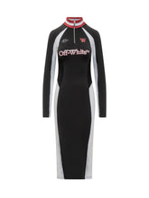 Off-White Abito Midi Nero con Zip e Logo - Abbigliamento Donna | Lidia Shopping