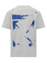 Off-White T-Shirt Grigia con Ricamo Blu - Abbigliamento Uomo | Lidia Shopping