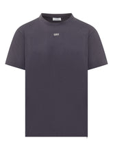 Off-White T-Shirt Grigio Scuro con Logo Ricamato - Abbigliamento Uomo | Lidia Shopping