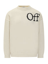 Off-White Light Wool Sweater With Intarsia Logo - Collezione Happy Birthday | Lidia Shopping