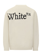 Off-White Light Wool Sweater With Intarsia Logo - Collezione Happy Birthday | Lidia Shopping
