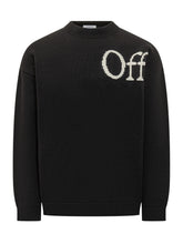 Off-White Wool Sweater With Intarsia Logo - Collezione Happy Birthday | Lidia Shopping