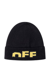 Off-White Black Beanie with Yellow Logo - Collezione Happy Birthday | Lidia Shopping
