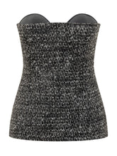 Diesel Strapless Tweed Bustier in Black and Grey - Collezione Happy Birthday | Lidia Shopping