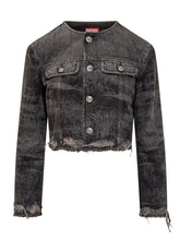 Diesel Black Washed Denim Jacket with Frayed Edges - Collezione Happy Birthday | Lidia Shopping