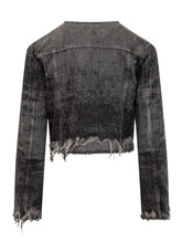 Diesel Black Washed Denim Jacket with Frayed Edges - Collezione Happy Birthday | Lidia Shopping