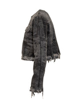 Diesel Black Washed Denim Jacket with Frayed Edges - Collezione Happy Birthday | Lidia Shopping
