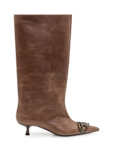 Diesel Stivali Alti in Pelle Marrone con Tacco Kitten e Punta a Punta - Collezione Happy Birthday | Lidia Shopping