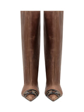 Diesel Stivali Alti in Pelle Marrone con Tacco Kitten e Punta a Punta - Collezione Happy Birthday | Lidia Shopping