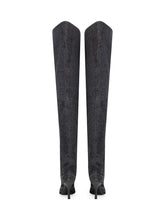 Diesel Stivali Alti in Denim Nero con Tacco Stiletto e Punta a Punta - Collezione Happy Birthday | Lidia Shopping