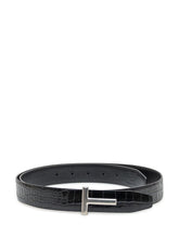 Tom Ford Cintura Nera in Pelle con Fibbia Logo - Accessori Uomo | Lidia Shopping