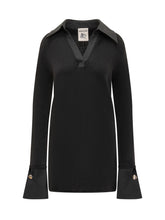 Maglia Nera con Colletto Semicouture - Abbigliamento Donna | Lidia Shopping