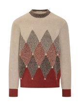 Ballantyne Beige and Red Argyle Wool Crewneck Sweater - Ballantyne | Lidia Shopping