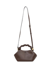 Ganni Borsa in Pelle Marrone con Manico Intrecciato - Borse A Mano Donna | Lidia Shopping