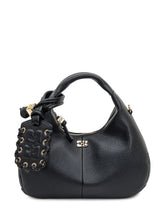 Ganni Borsa Hobo in Pelle Nera con Charm Intrecciato - Borse A Mano Donna | Lidia Shopping