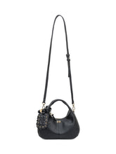 Ganni Borsa Hobo in Pelle Nera con Charm Intrecciato - Borse A Mano Donna | Lidia Shopping