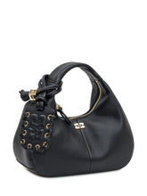 Ganni Borsa Hobo in Pelle Nera con Charm Intrecciato - Borse A Mano Donna | Lidia Shopping