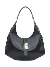 Ganni Borsa Hobo in Pelle Nera con Dettaglio Oro - Borse A Spalla Donna | Lidia Shopping