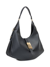 Ganni Borsa Hobo in Pelle Nera con Dettaglio Oro - Borse A Spalla Donna | Lidia Shopping