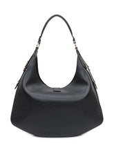 Ganni Borsa Hobo in Pelle Nera con Dettaglio Oro - Borse A Spalla Donna | Lidia Shopping