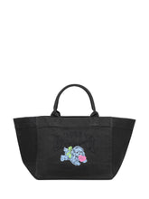 Ganni Borsa Tote in Denim Nero con Ricamo Cane - Borse Donna | Lidia Shopping