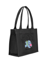 Ganni Tote Bag in Canvas Nero con Stampa Puppy - Borse Donna | Lidia Shopping