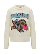 Maglione Ganni in Lana Panna con Motivo Cane - Abbigliamento Donna | Lidia Shopping
