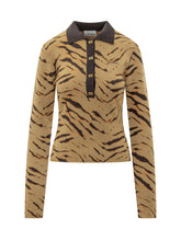 Ganni Maglia Polo Animalier a Maniche Lunghe - Abbigliamento Donna | Lidia Shopping