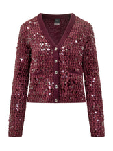Pinko Mamma Mia Bordeaux Sequin Cardigan - Collezione Happy Birthday | Lidia Shopping